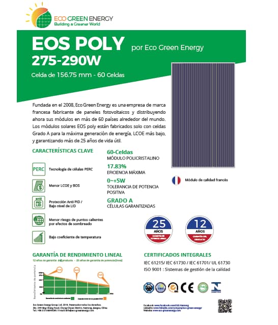 Panel Solar Ege De 280w Policristalino 60 Celdas