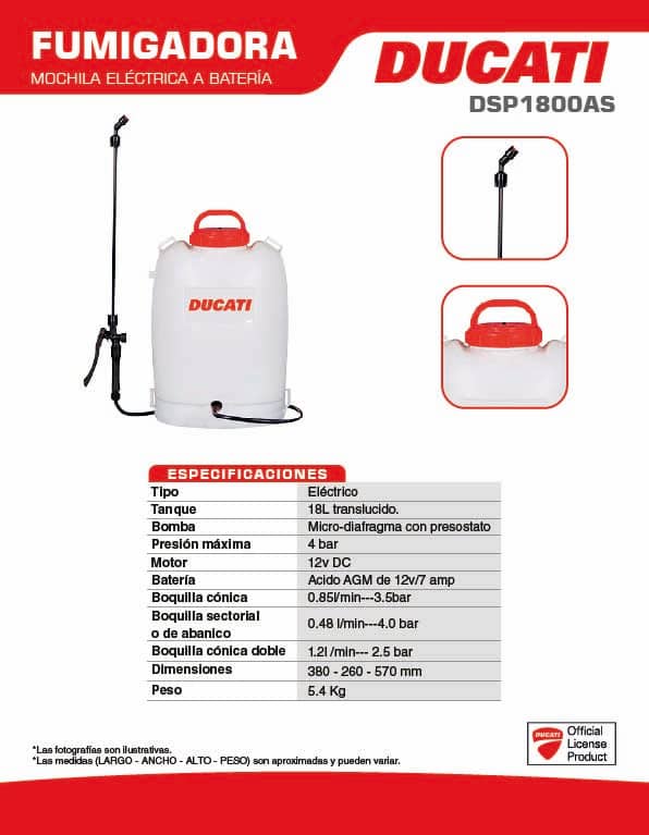 Fumigadora 18L Eléctrica - Ducati