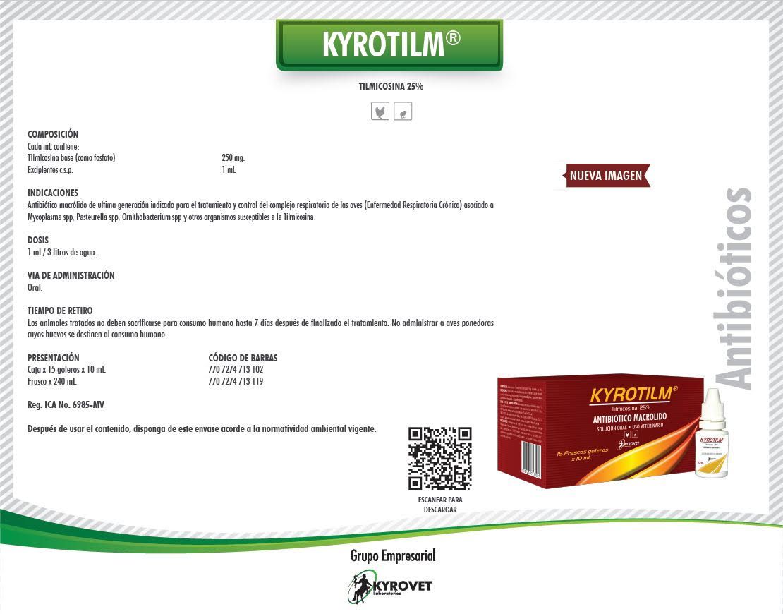 Antibiótico Kyrotilm FCO x 10ML