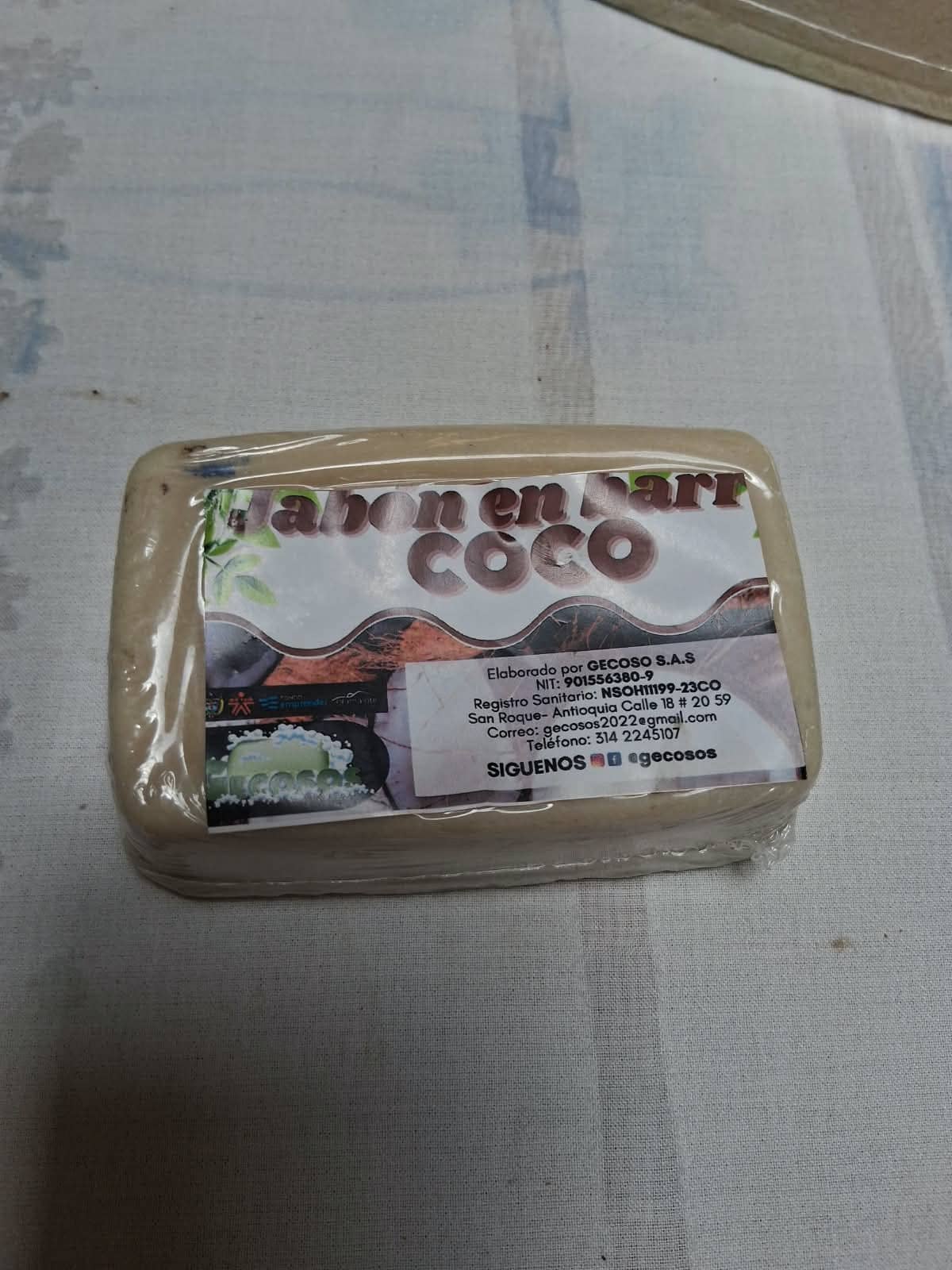 Jabón de Coco en Barra