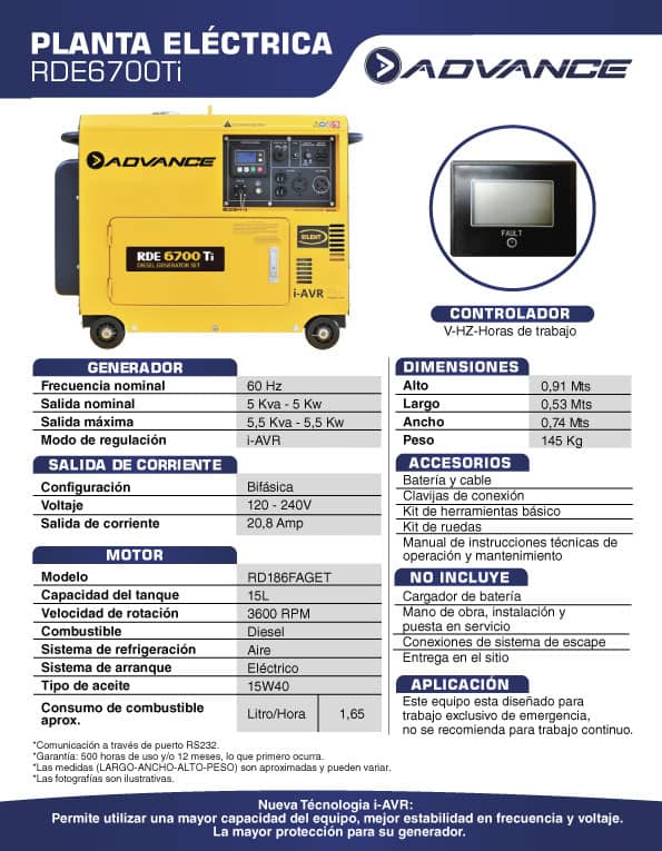 Planta Eléctrica Advance 5 KW Diesel