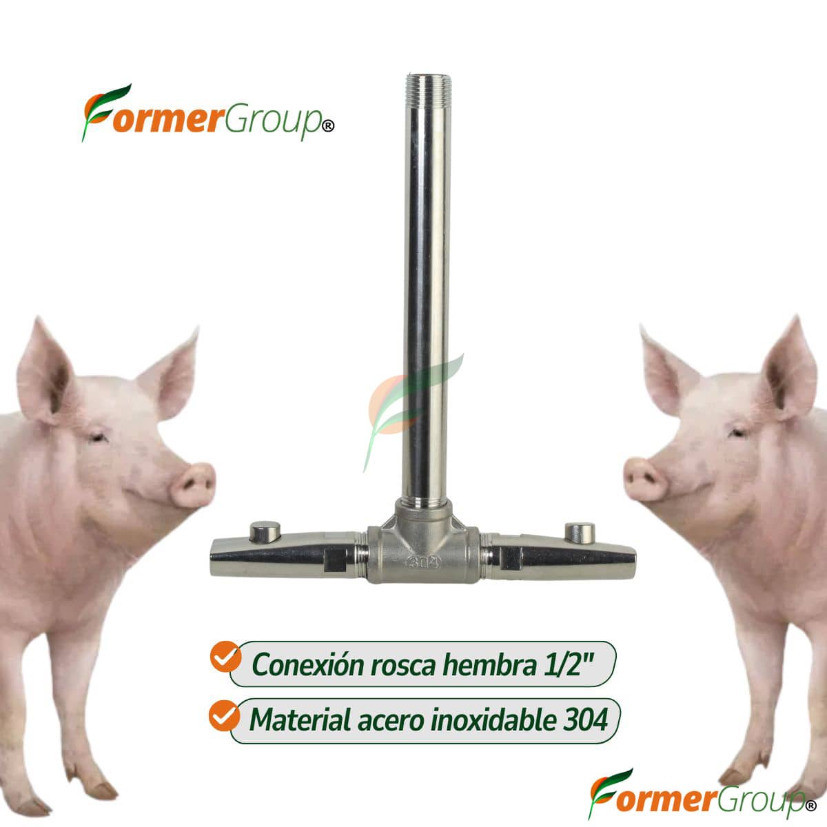 Kit Bebedero Cerdos Botón 1/2 Tubo 10cm Ahorro Agua