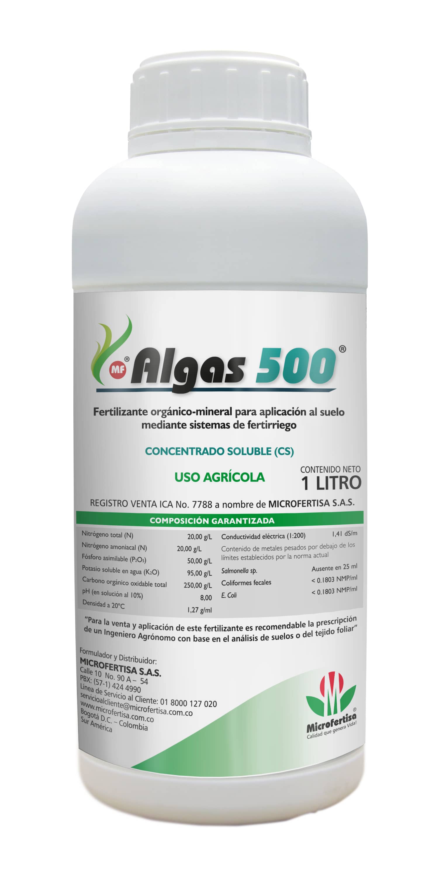 MF ALGAS 500 Fertilizante orgánico mineral con algas marinas para desarrollo vegetal