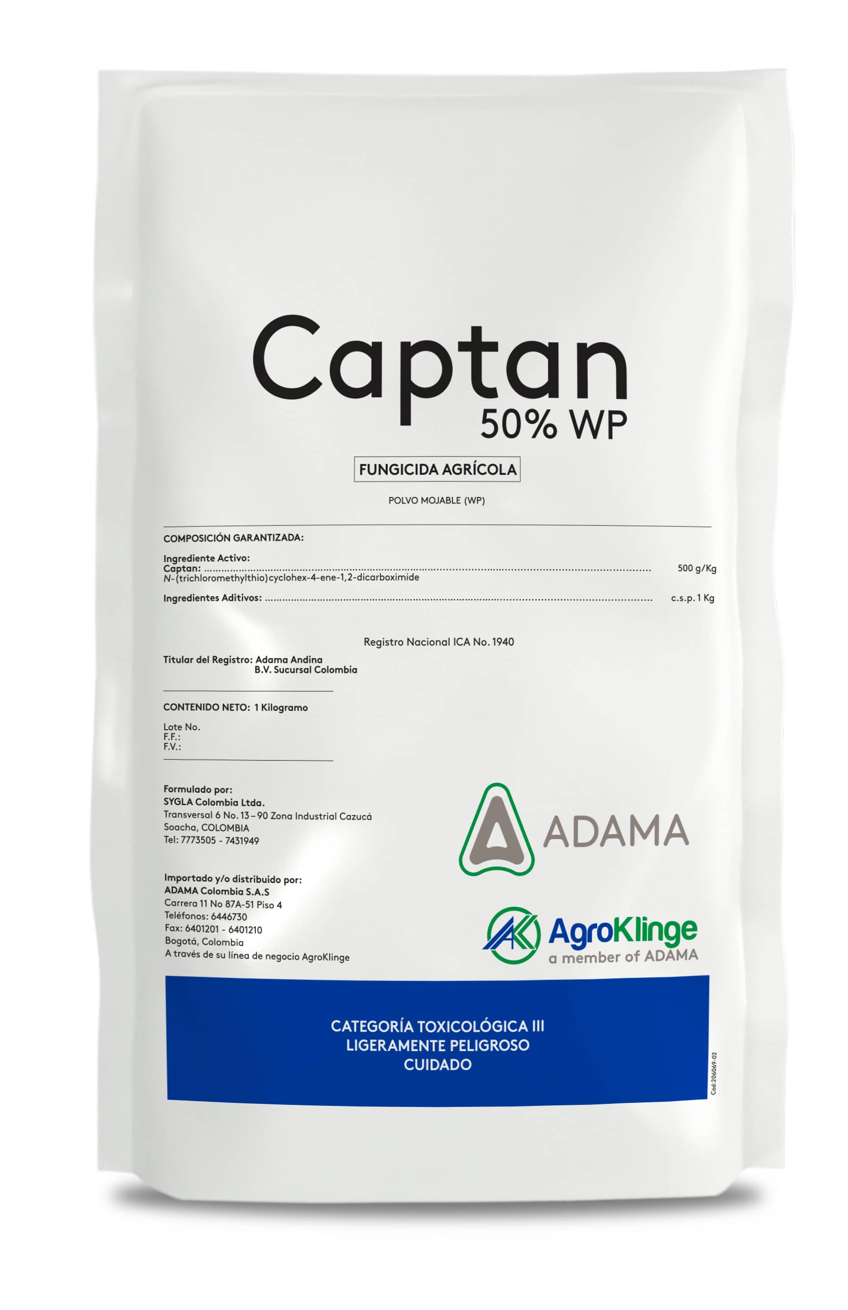 Fungida Captan 50 WP x 1 Kg - Adama