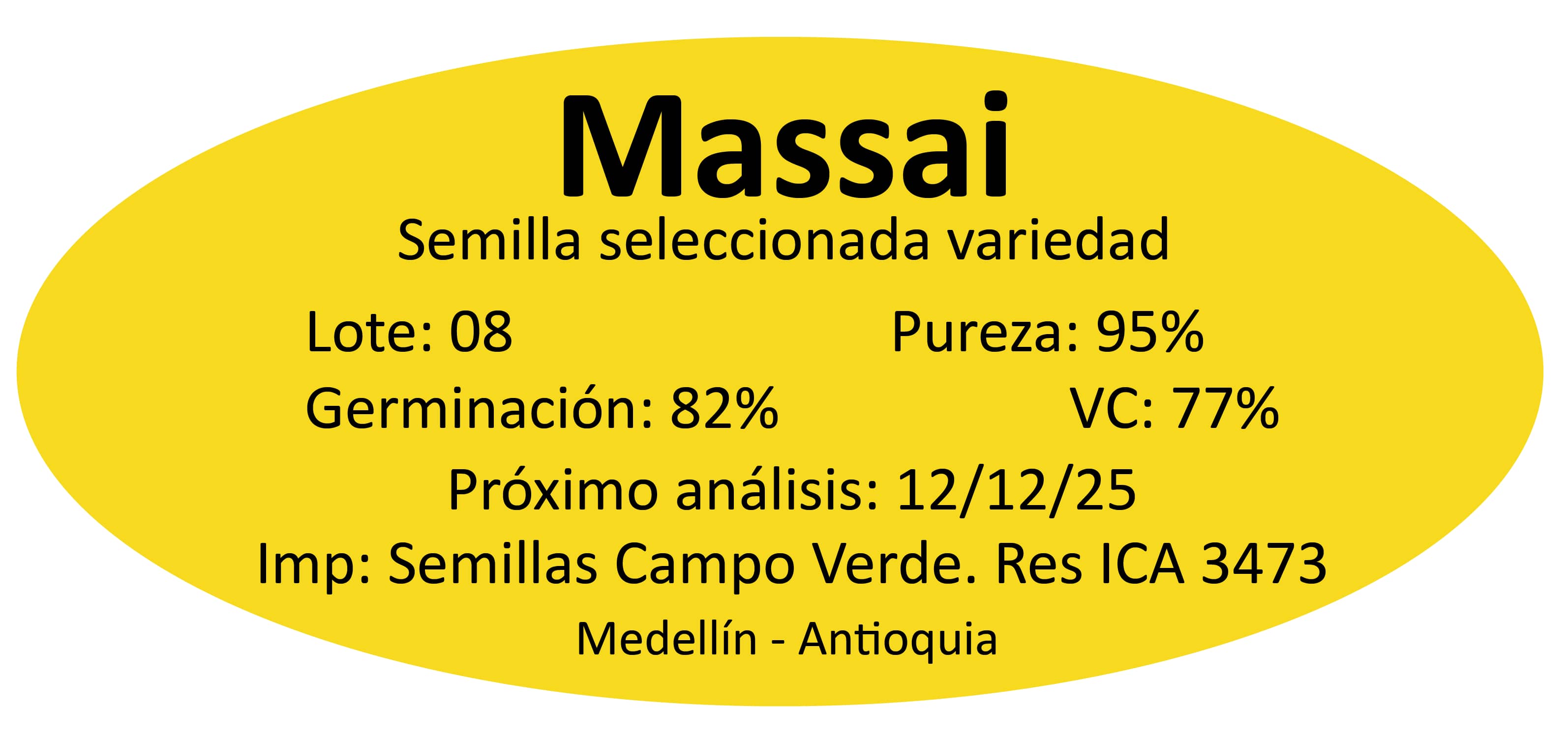 Semilla de pasto Panicum Massai – Pureza 95% – VC 77% – Importada de Brasil