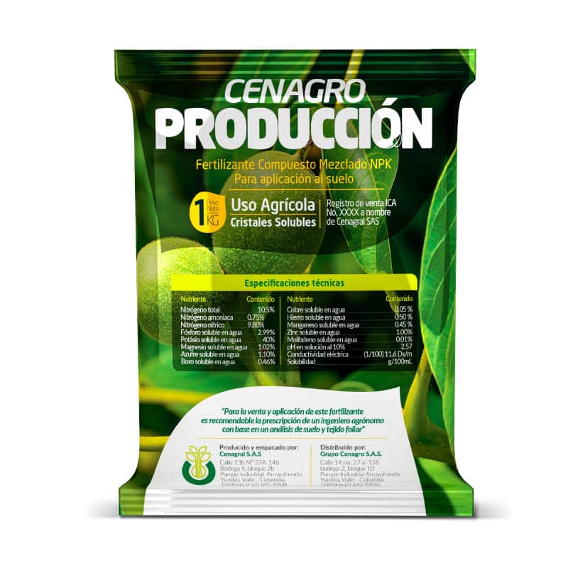 Cenagro Produccion 1 Kg - para floración, cuaje y llenado