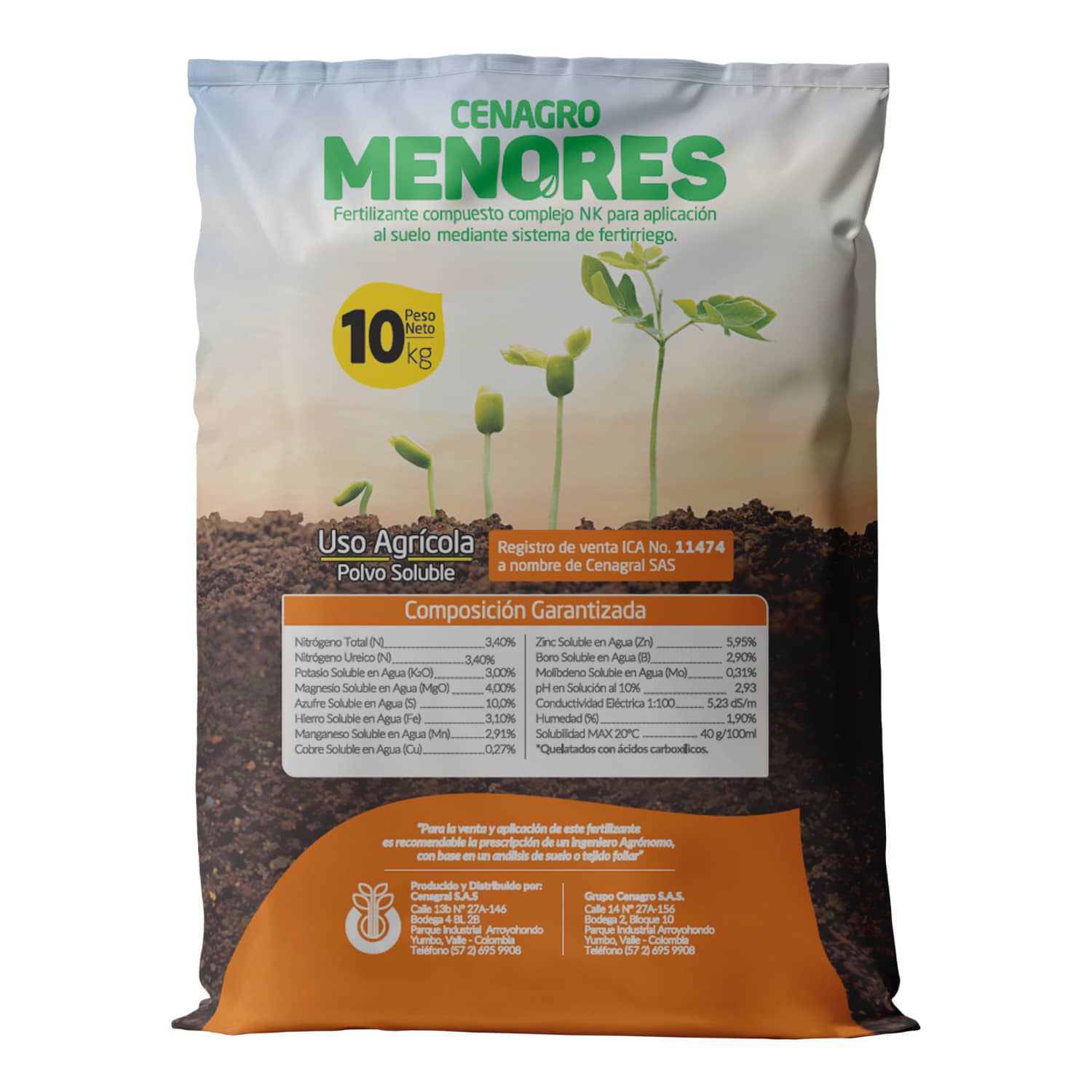 Cenagro Menores 10 Kg - micronutrientes quelatados para cultivos