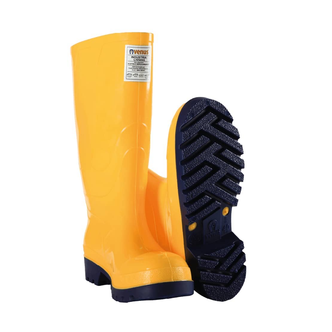 Bota Industrial Liviana Amarillo Azul Talla 36 - 44 | PVC Sin puntera