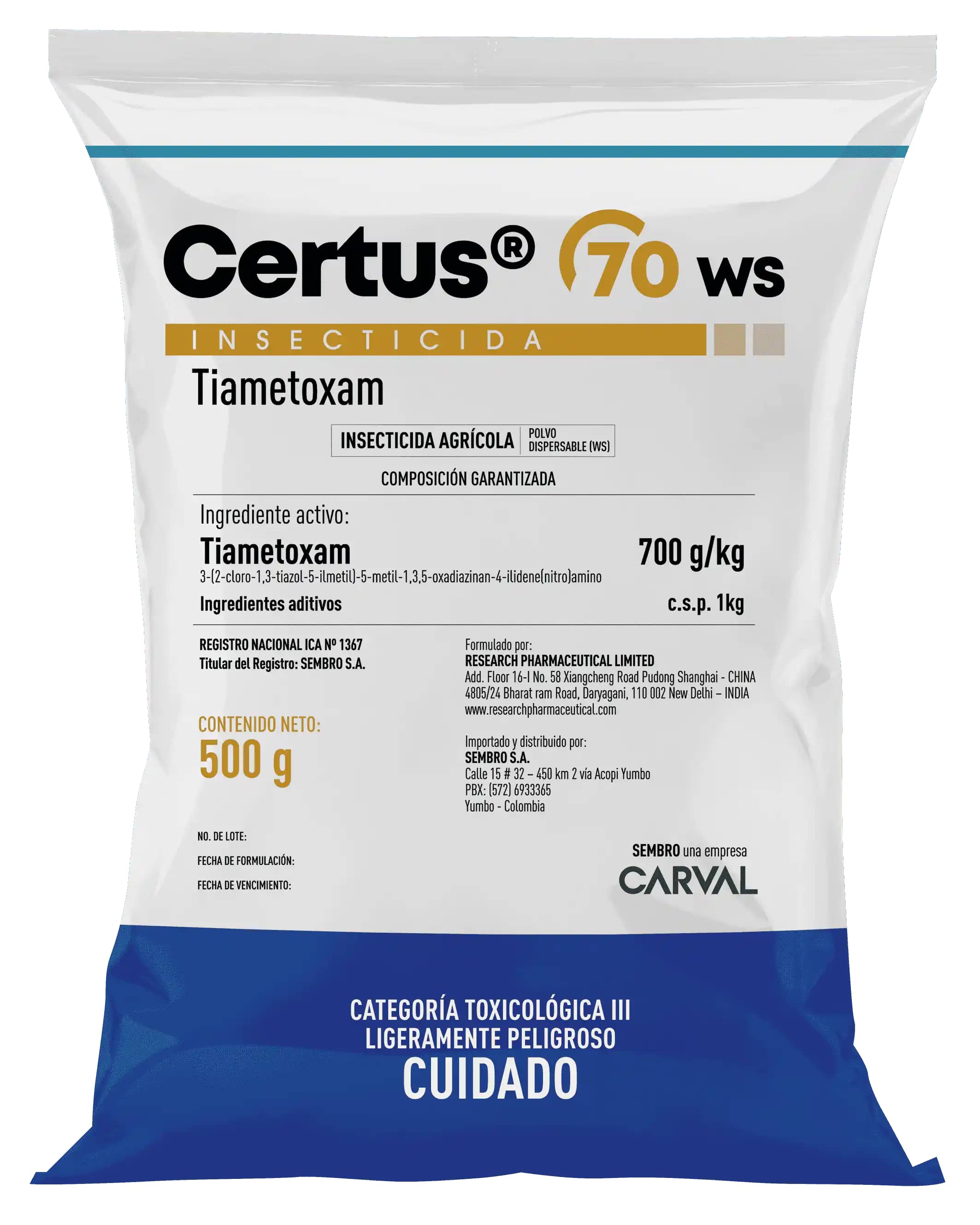 Insecticida Certus 70 WS x 500 gr