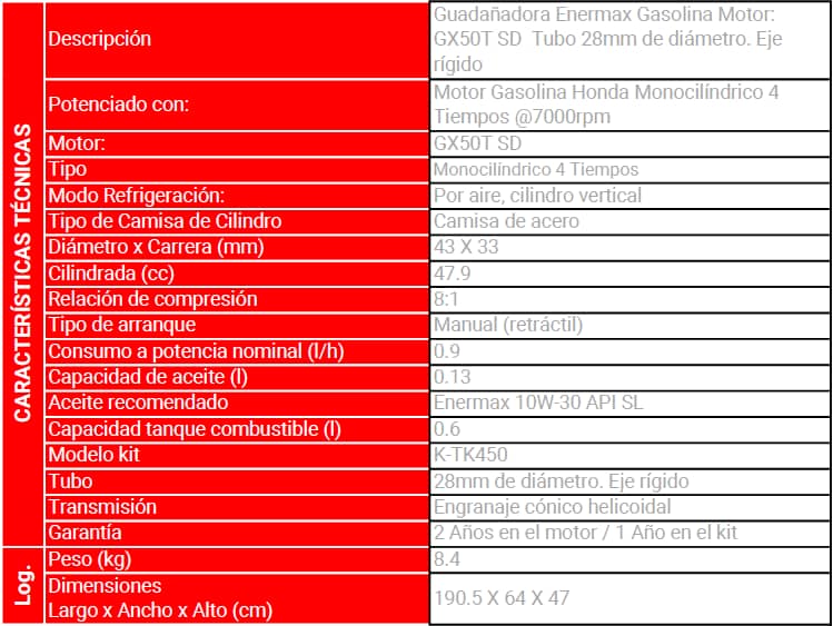 Guadañadora Enermax Honda 48cc - 4 Tiempos
