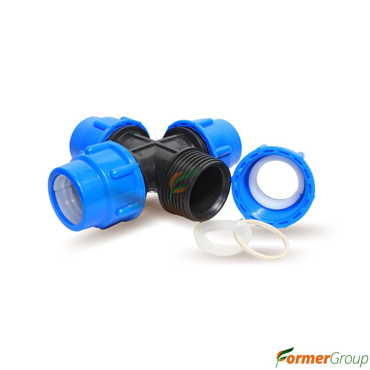 Conector Cruz 40mm PE Riego para Agricultura y Riego
