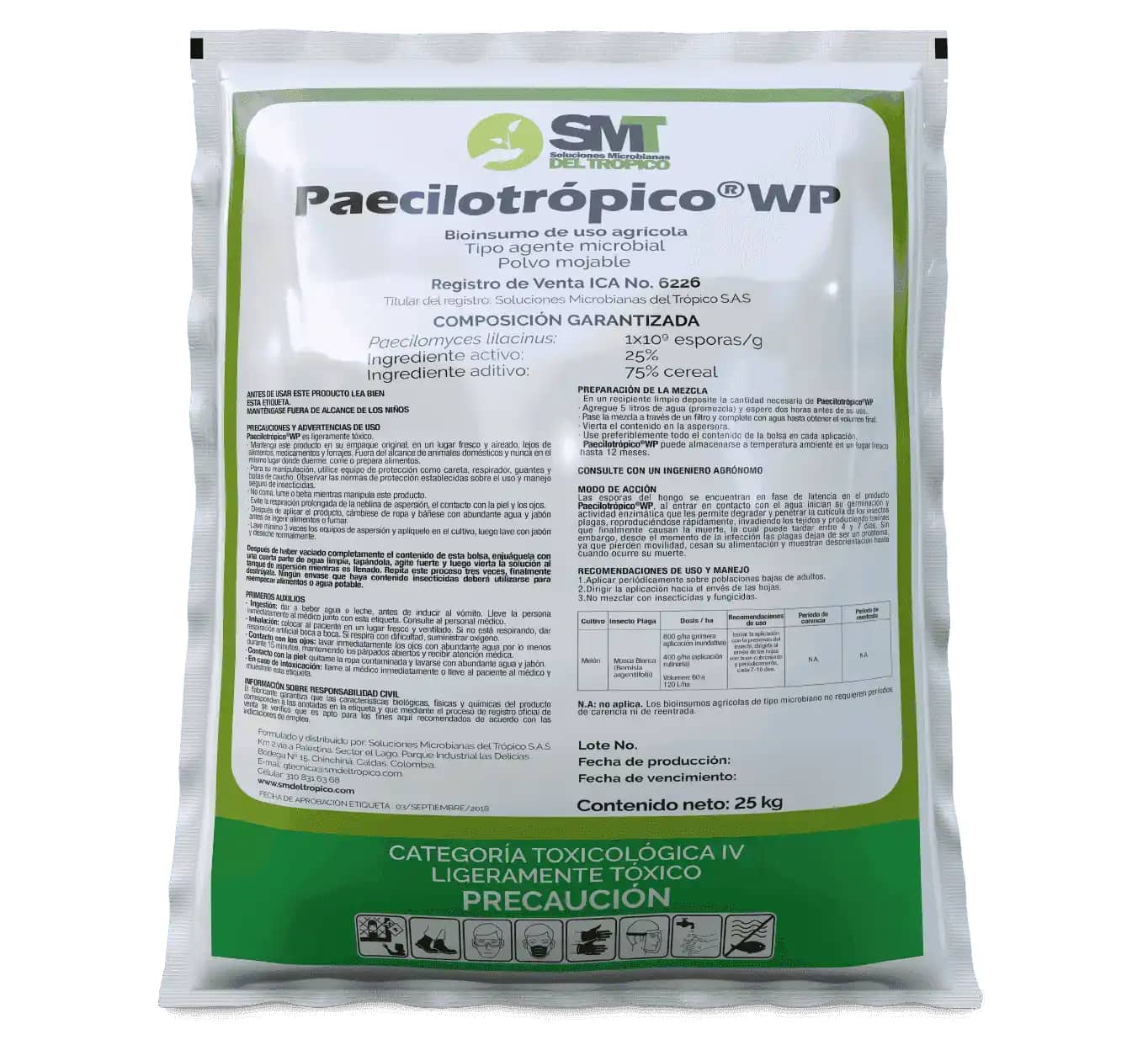Insecticida Orgánico Paecilotropico Wp x 25 Kg