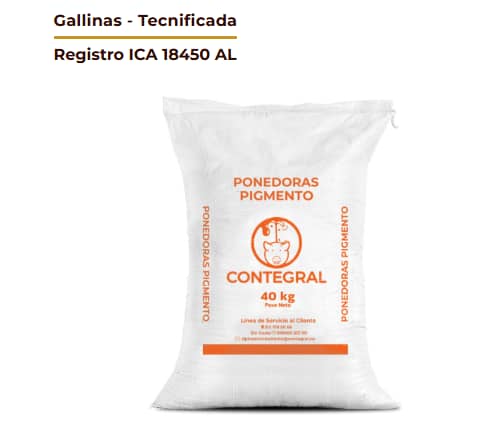 Contegral Ponedoras Pigmento 40 Kg | Alimento para Gallinas Ponedoras Alta Producción