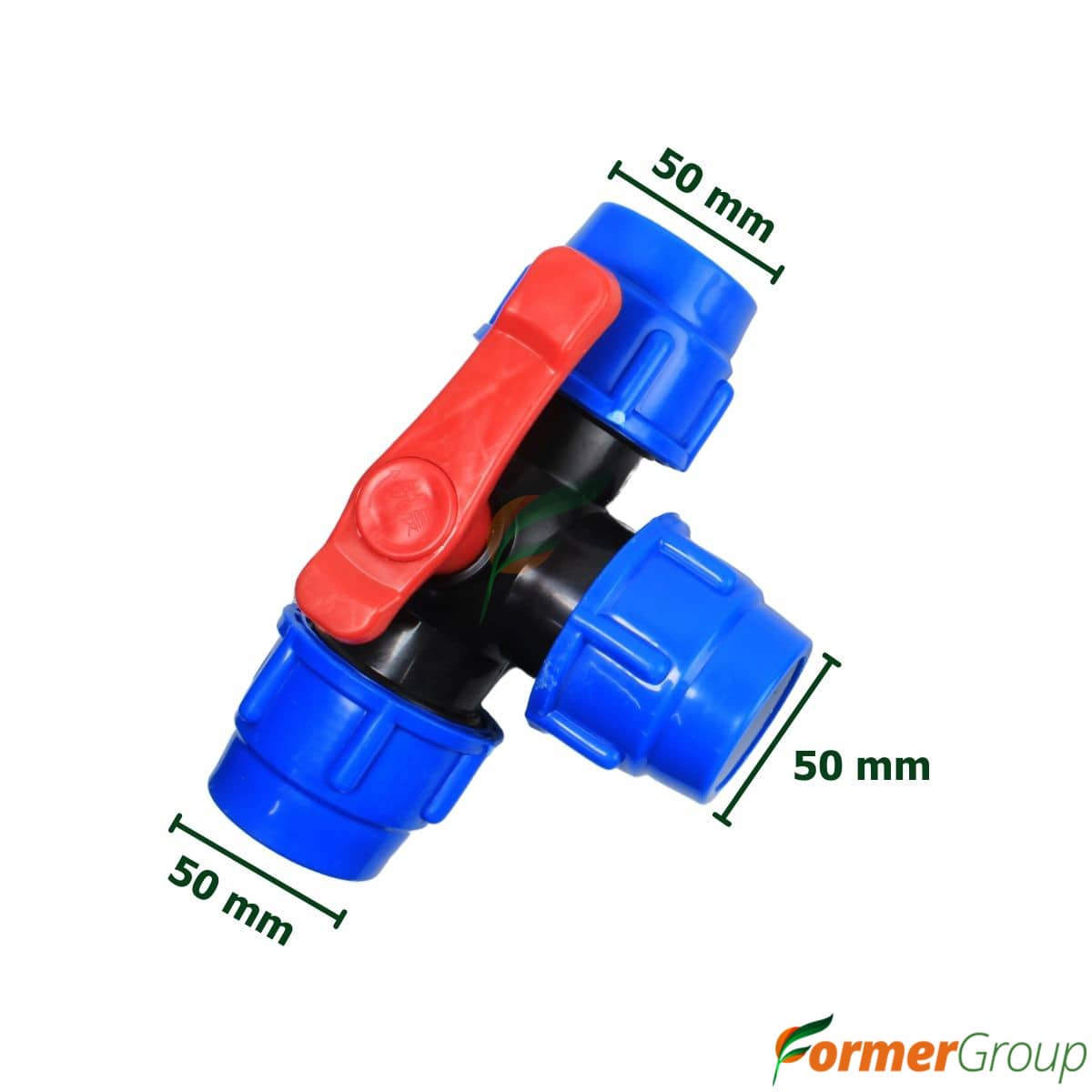 Válvula de Bola 3 Vías 50mm PE Riego para Agricultura