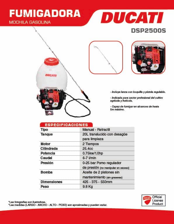 Fumigadora Ducati 20L Gasolina | Potente y Profesional