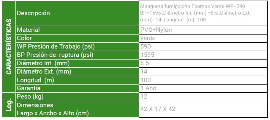 Manguera para Fumigadora x 100 Mt - Ecomax