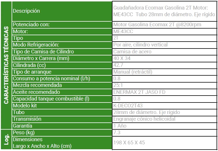 Guadañadora Ecomax 43 cc DECO2T43