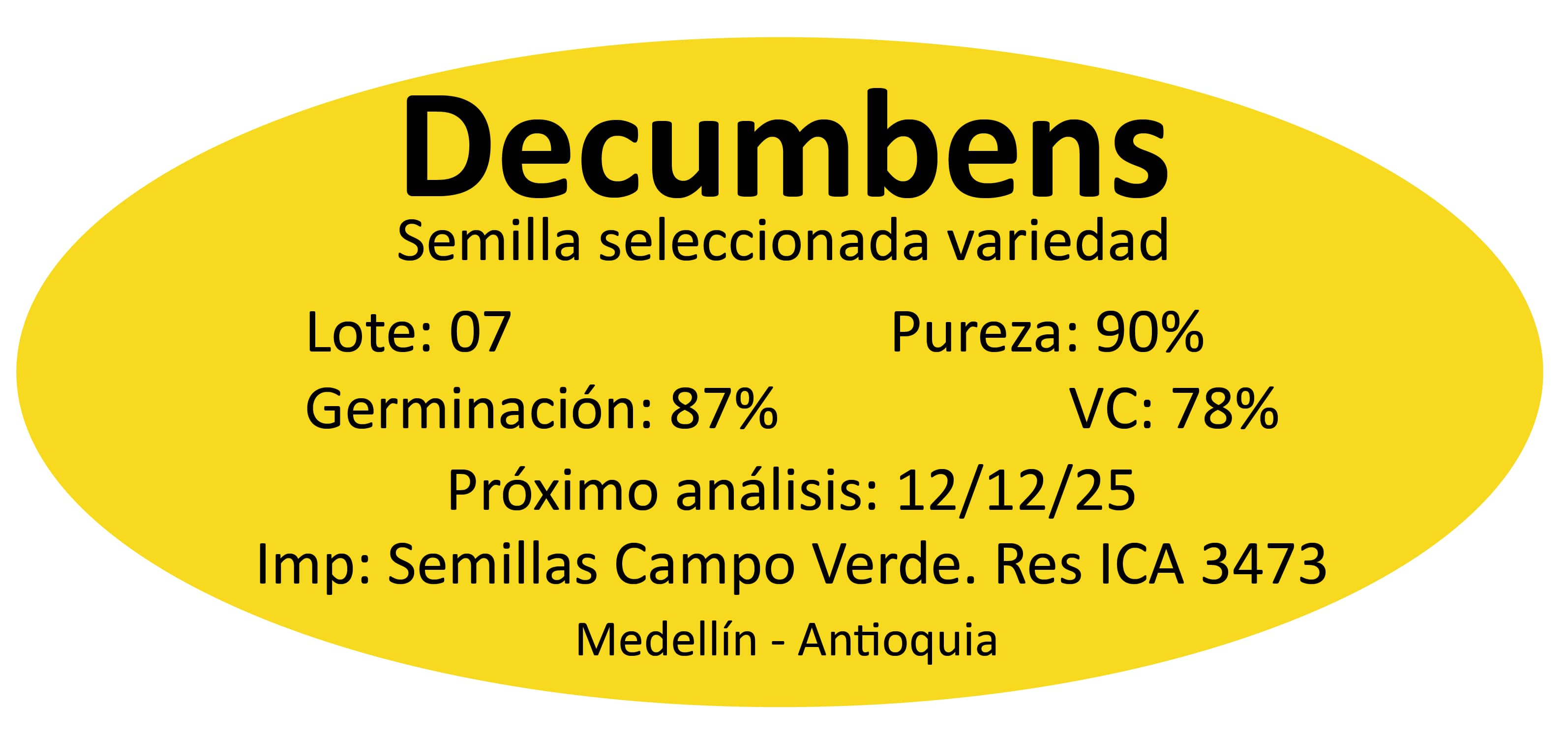 Semilla de pasto Brachiaria Decumbens – Pureza 90% – VC 78% – Importada de Brasil
