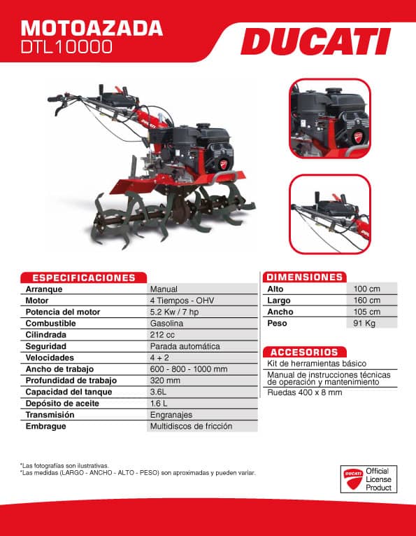 Motoazada Ducati DTL10000 Gasolina 7.0 Hp