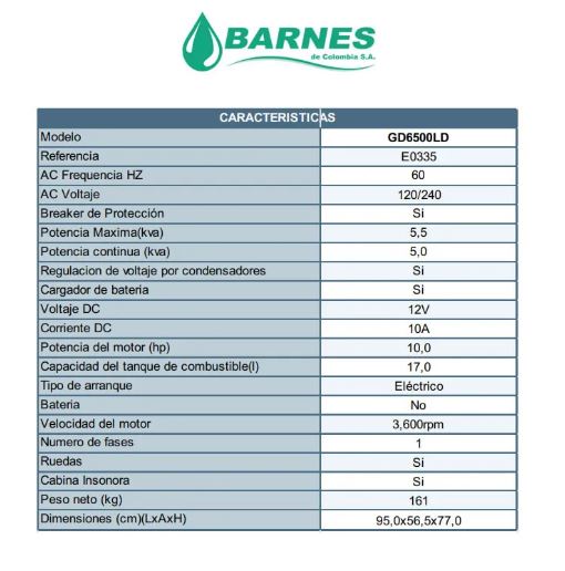 Planta eléctrica Diesel 5.5 kVA - Barnes