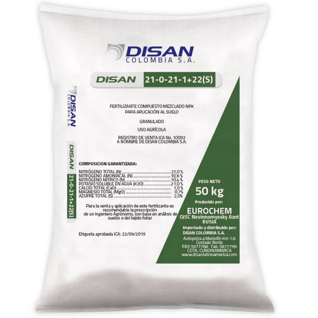 Fertilizante Disan 21-0-21+22(S) 50kg