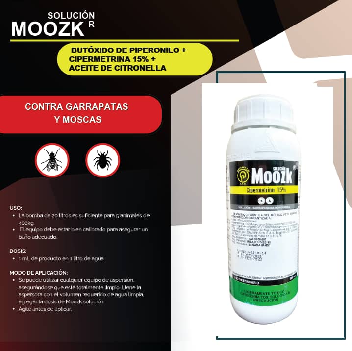 Moozk Solución 500 cc – Antiparasitario externo ganado