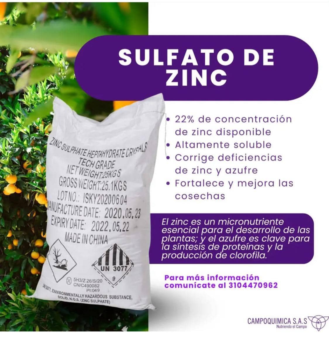 Fertilizante Sulfato de Zinc