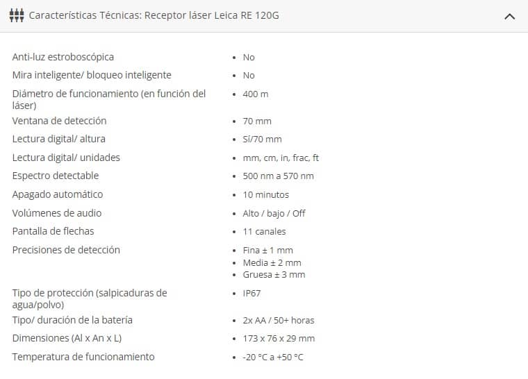 Receptor láser Leica - RE 120G