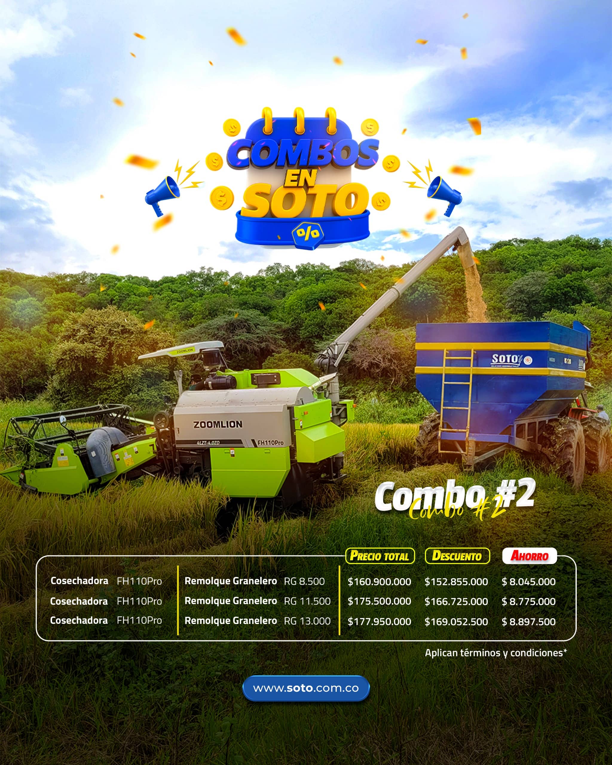 Combo Cosechadora FH110PRO + Remolque Granelero