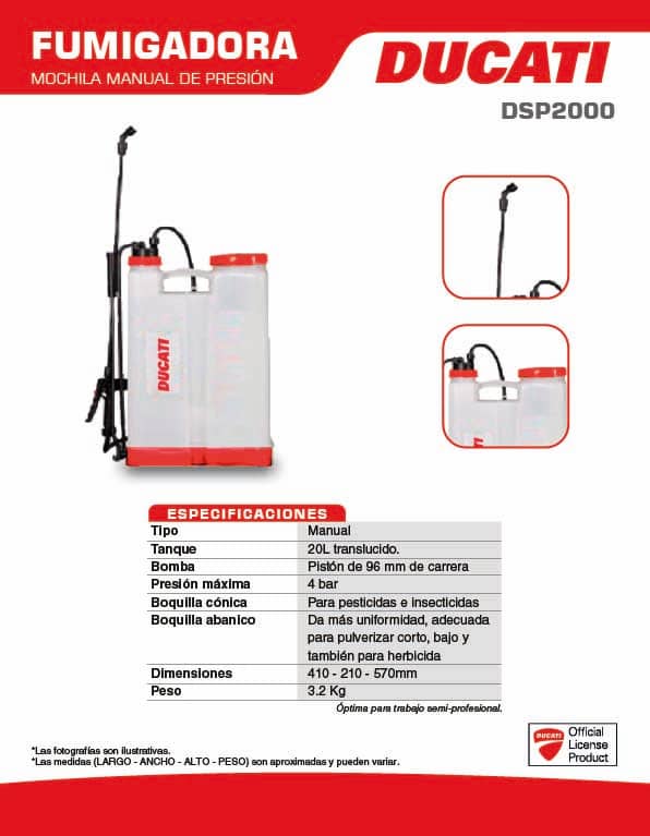 Fumigadora Ducati 20L manual | Práctica y ligera