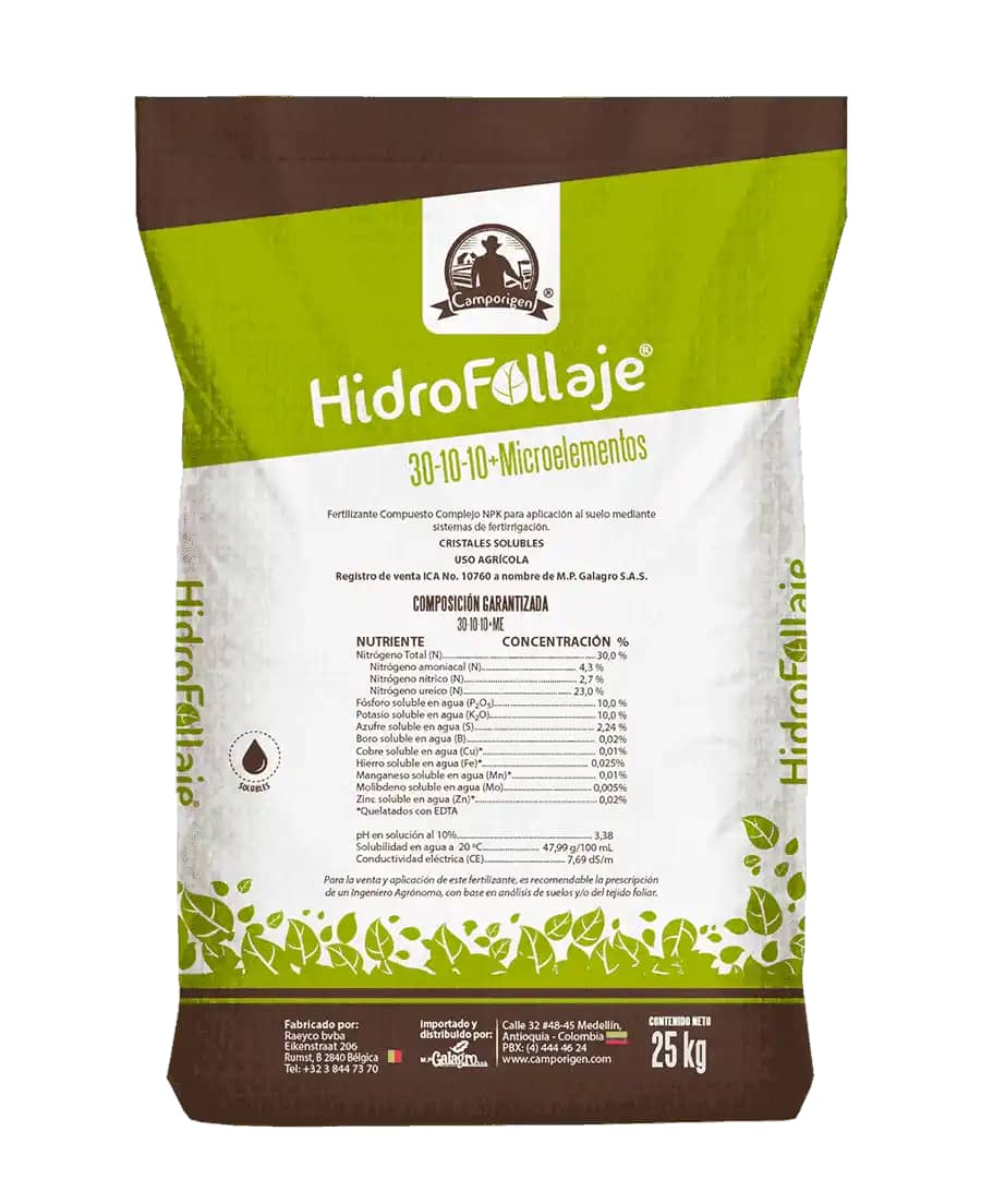 Fertilizante HidroFollaje 30-10-10 x 25 Kg