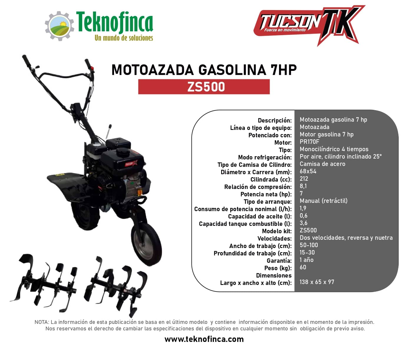Motoazada TUCSON TK 7HP ZS500