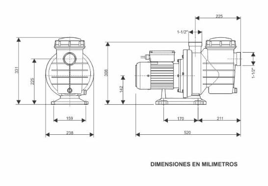 Electrobomba piscina 1Hp 220V - Barnes