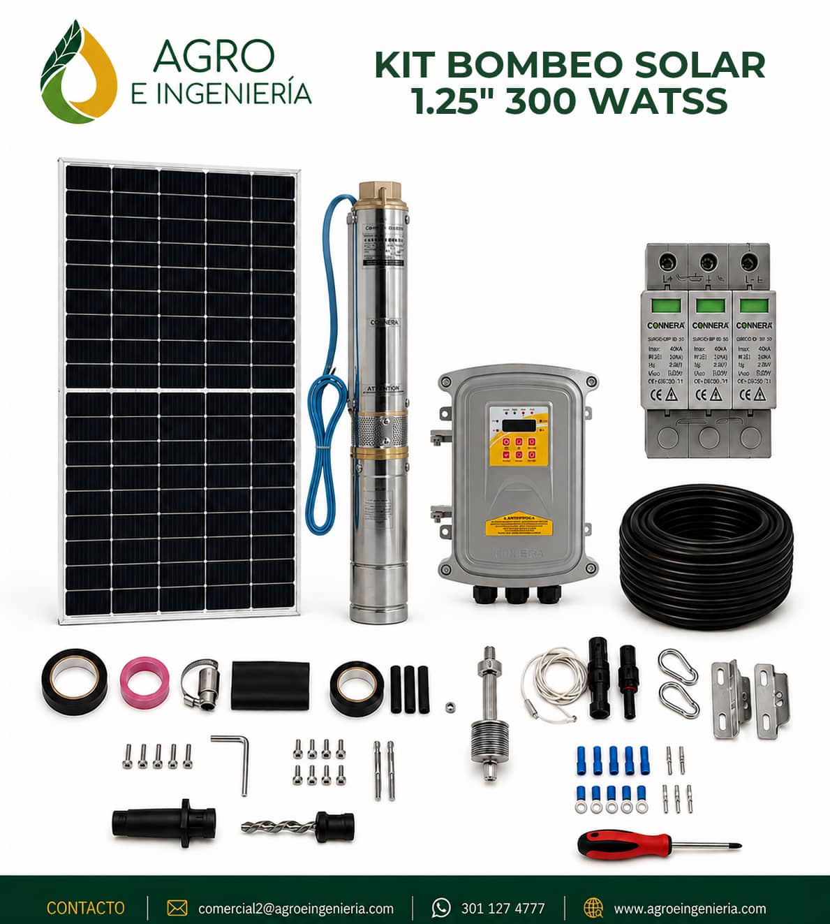 Bombeo Solar KOLOSAL 1 1/4\" 300W - Sistema Sumergible