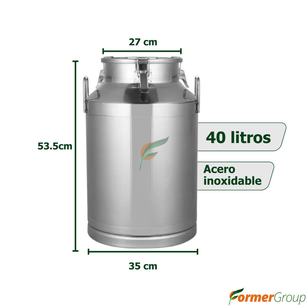 Caneca para Ordeño 40 Lts | Hermético y Grado Alimenticio