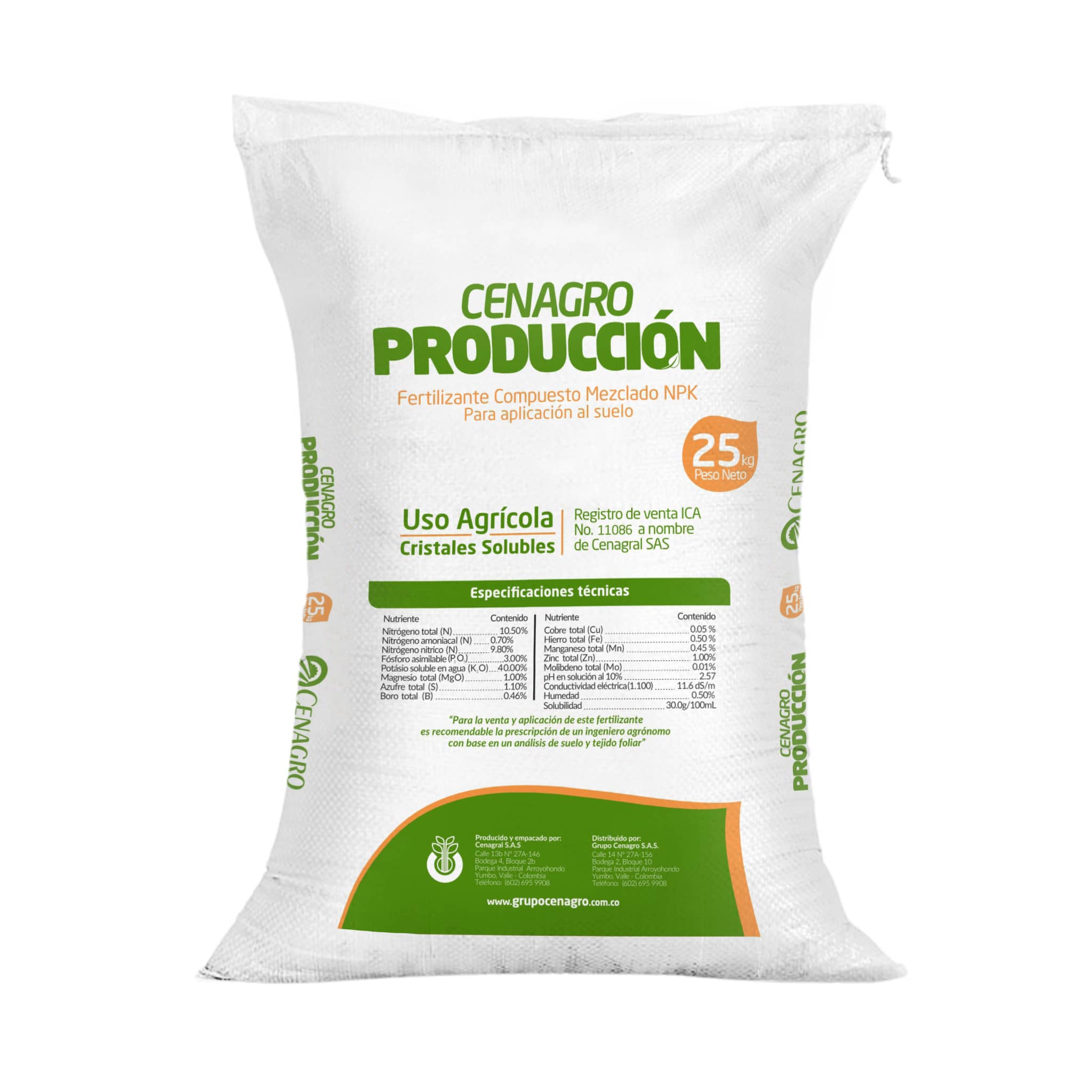 Cenagro Producción 25 Kg – Fertilizante para Floración y Rendimiento