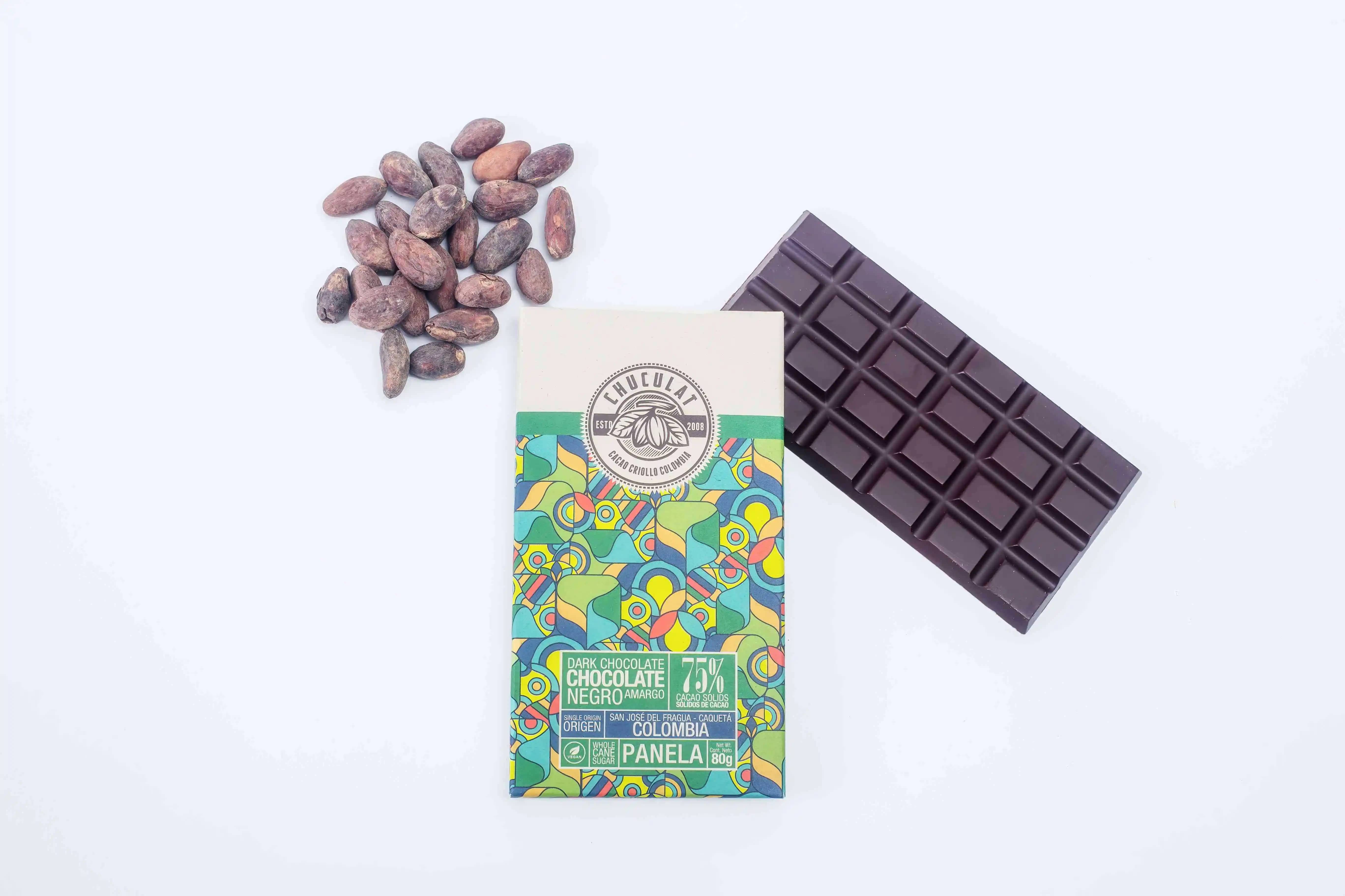 Barra de Chocolate al 75% cacao endulzado con panela