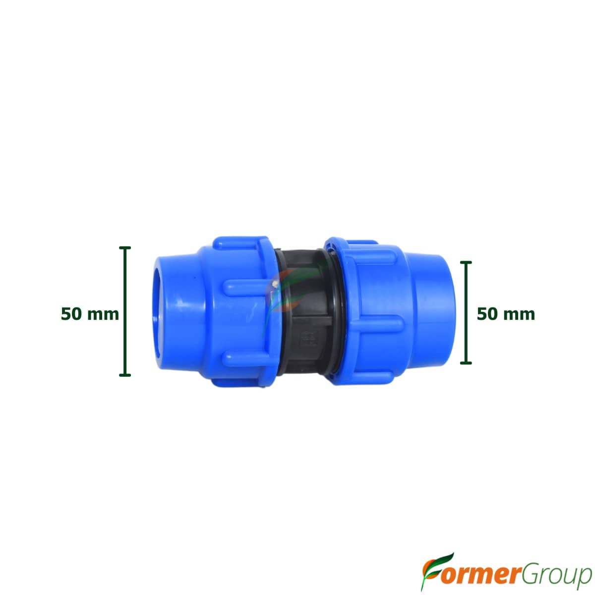 Conector Unión 50mm PE Riego para Agricultura y Huertos