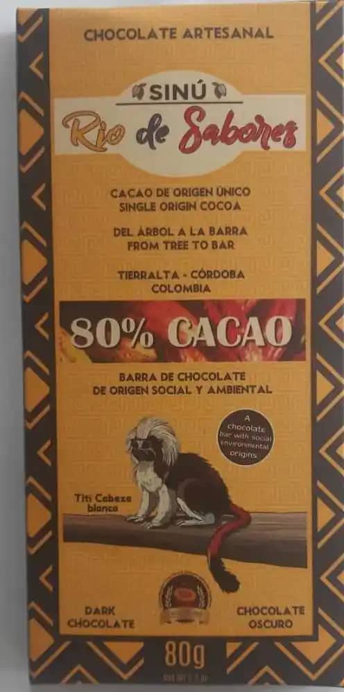 Barra de Chocolate 80% cacao de origen sabor anuezado