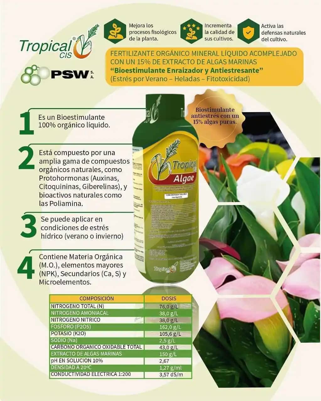 Biofertilizante Foliar Tropical Algae x 1 Lt