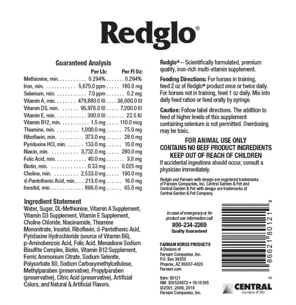 REDGLO Suplemento multivitamínico para caballos