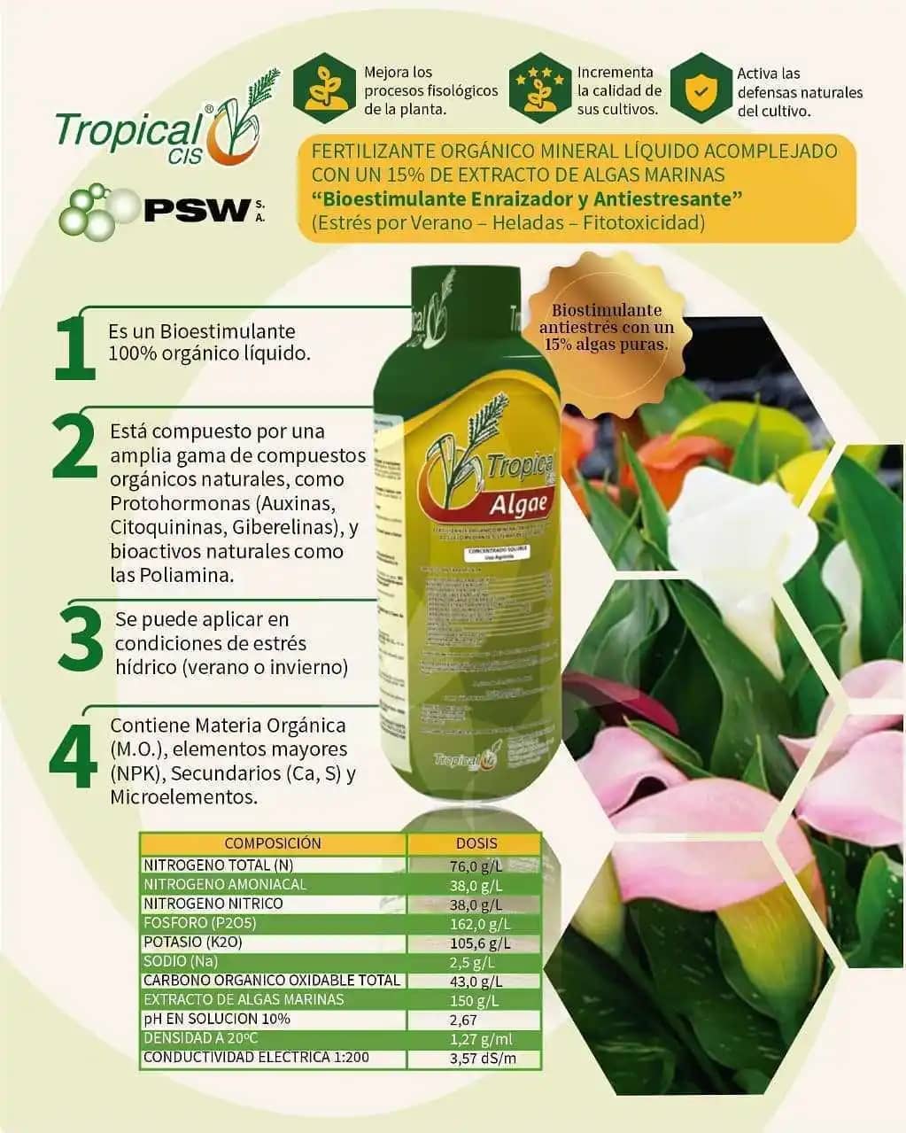 Biofertilizante Foliar Tropical Algae x 1 Lt