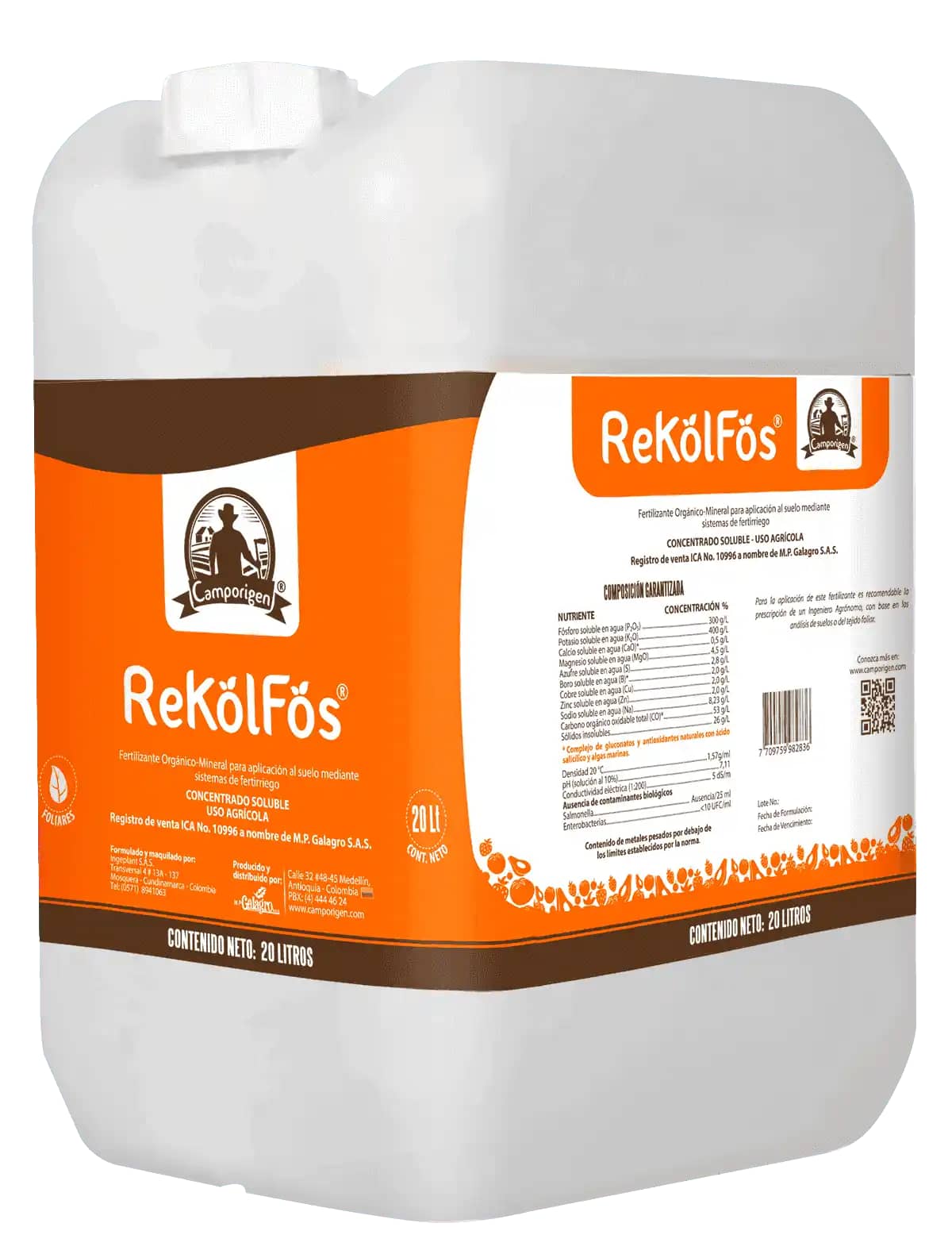 Fertilizante orgánico ReKolFos x 20 L Camporigen