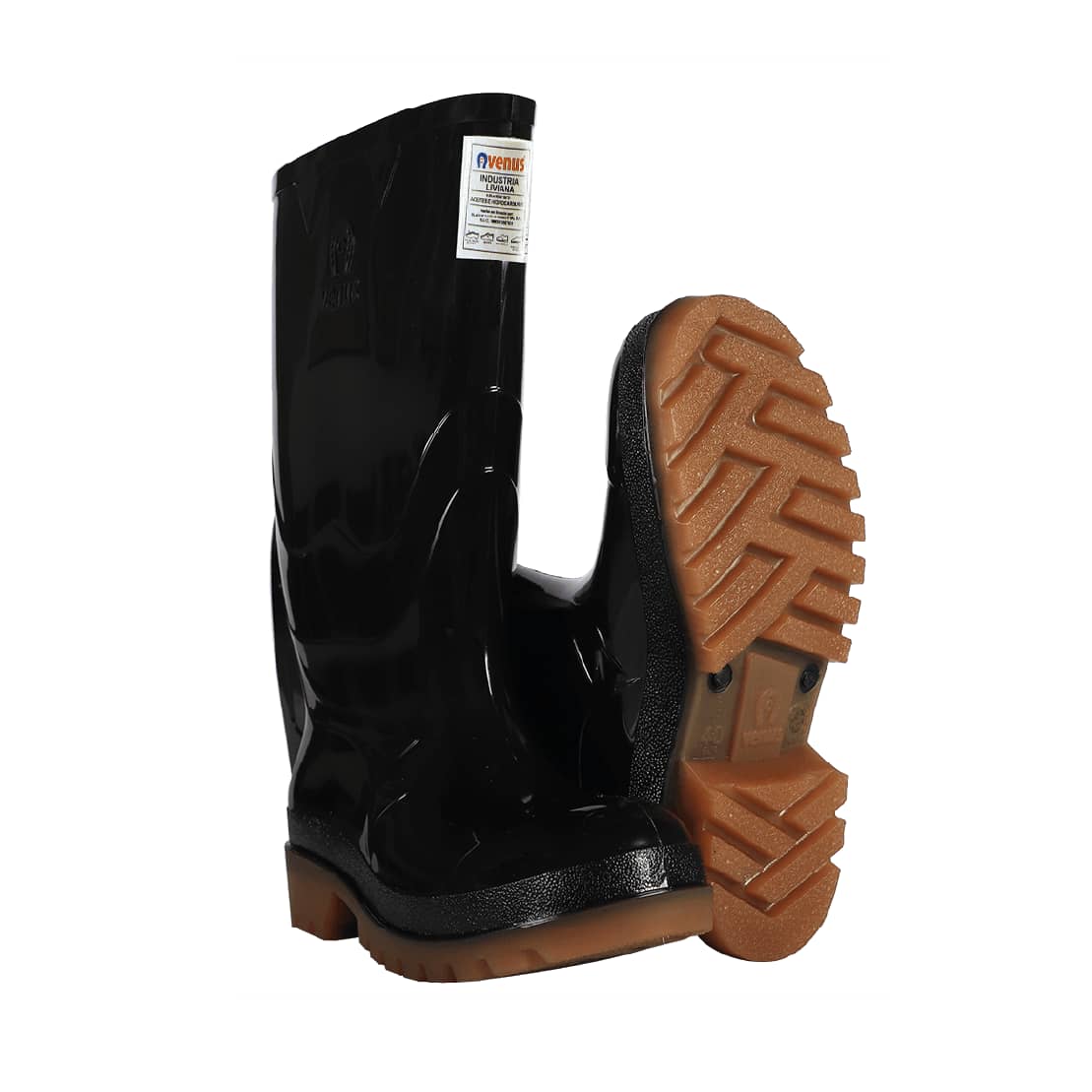 Bota Industrial Liviana Negro Café Talla 36 - 44 | PVC Sin puntera