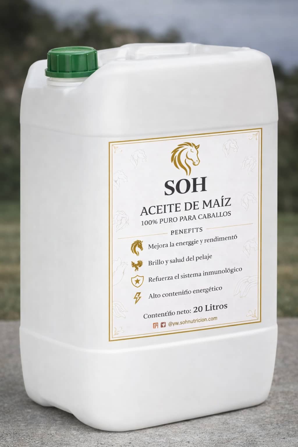 Aceite de Maíz SOH 20 L– Suplemento para Caballos.