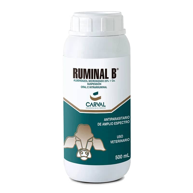 Ruminal B Carval: Solución oral de 500 mL para bovinos, ovinos y caprinos