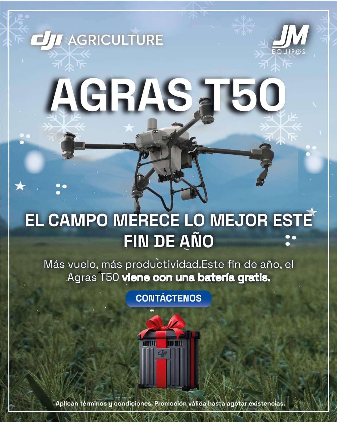 DJI AGRAS T50 Kit: 1 Dron + 3 Baterías + Cargador – Pulverización eficiente