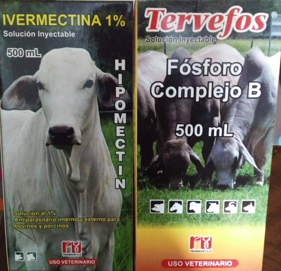 Hipomectin (Ivermectina 1%) x 500 cc +Tervefos (Fósforo más Complejo B) x 500 cc