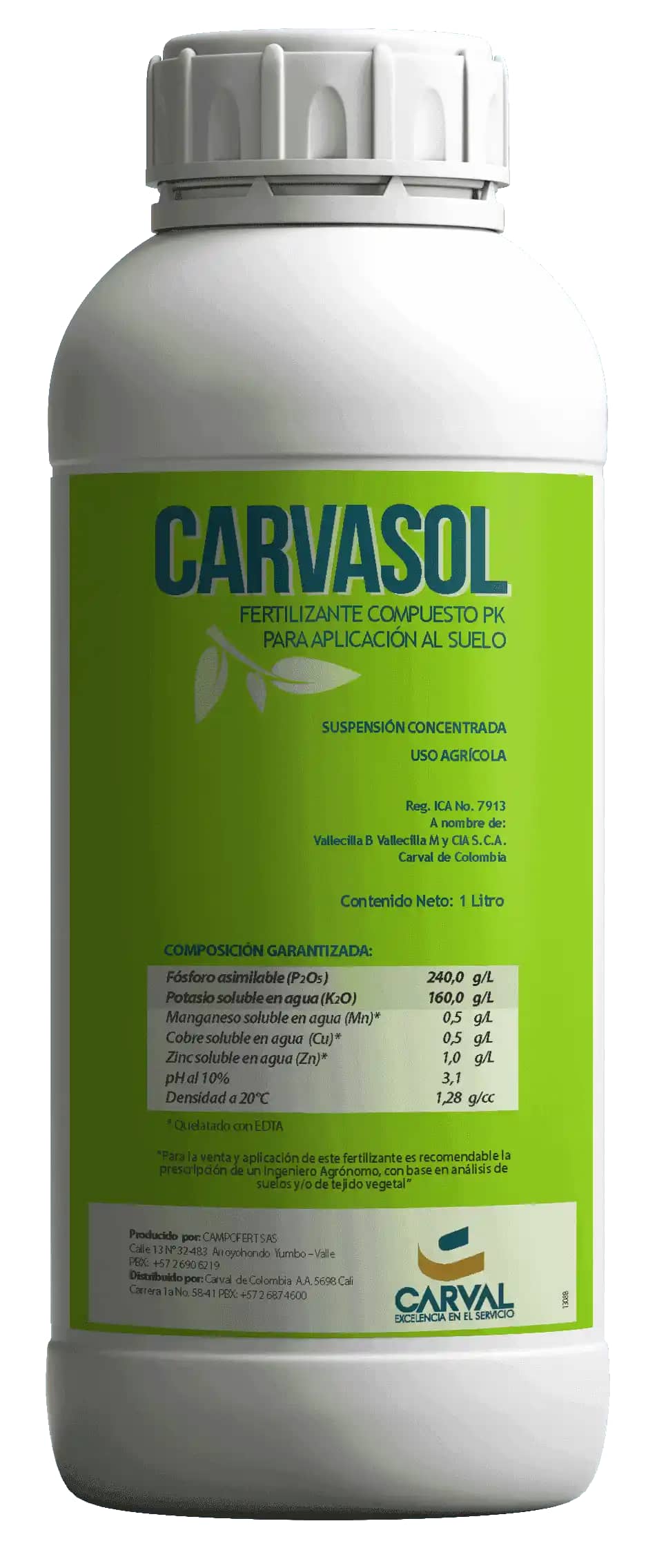 Fertilizante Fosfito de Potasio Carvasol x 1 litro