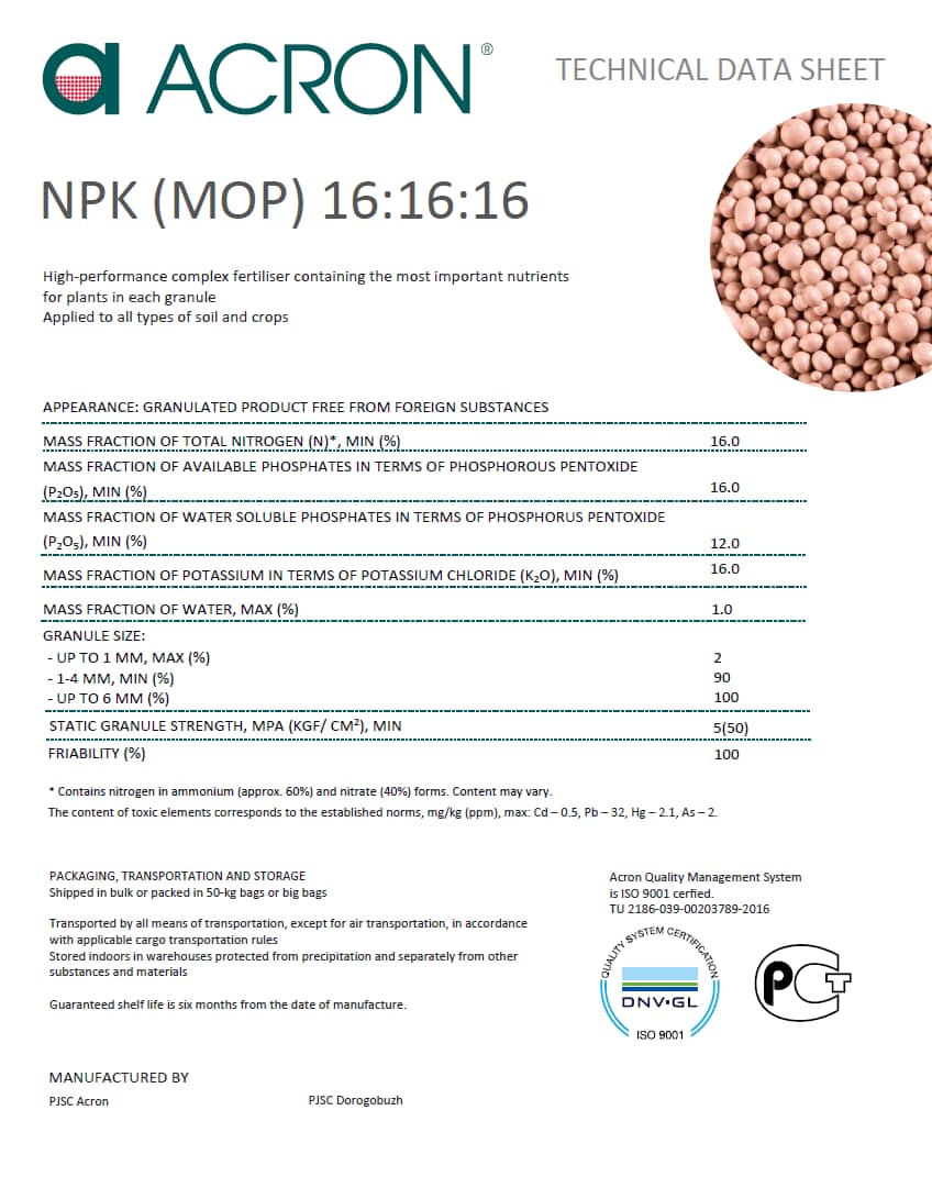 Fertilizante Edáfico Vecol 16-16-16 x 50 Kg